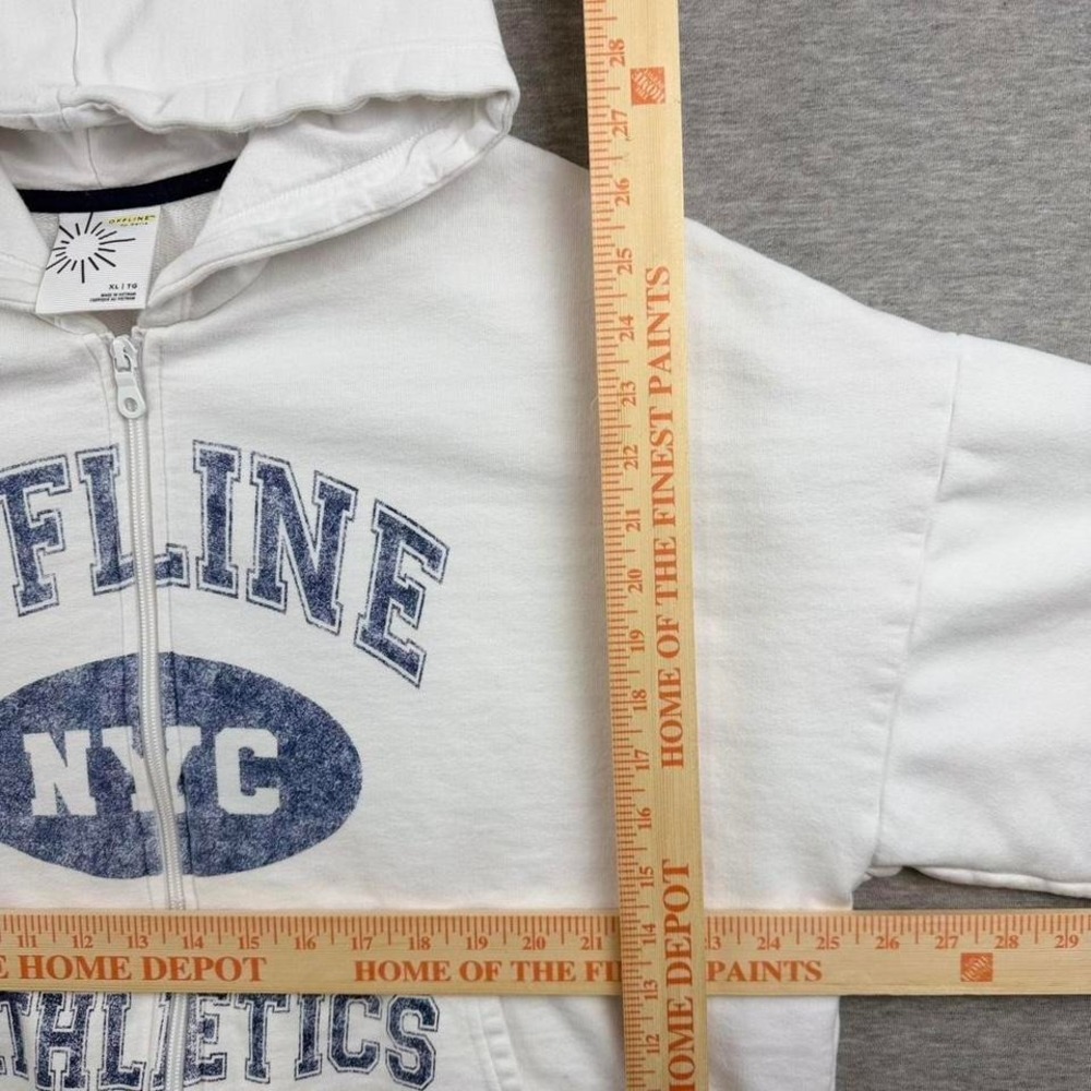 Vintage Y2K Offline NYC Zip Hoodie White Oversized Aerie - Picture 3 of 7